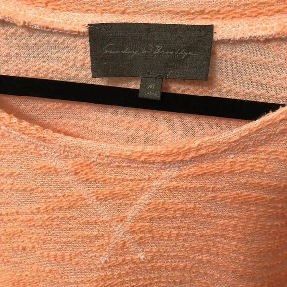 Anthropologie Sunday in Brooklyn lace hem sweater peach pull over top medium - Picture 6 of 11